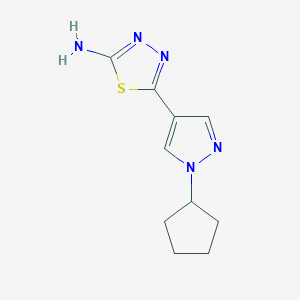 molecular formula C10H13N5S B2742154 5-(1-Cyclopentylpyrazol-4-yl)-1,3,4-thiadiazol-2-amine CAS No. 1946818-39-8