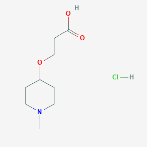 molecular formula C9H18ClNO3 B2742157 3-(1-Methylpiperidin-4-yl)oxypropanoic acid;hydrochloride CAS No. 2411315-09-6