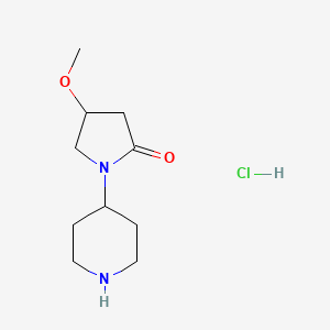 molecular formula C10H19ClN2O2 B2742172 4-Methoxy-1-piperidin-4-ylpyrrolidin-2-one;hydrochloride CAS No. 2460755-39-7