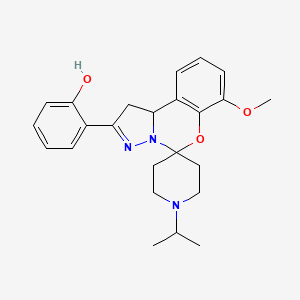 molecular formula C24H29N3O3 B2742201 2-(1'-Isopropyl-7-methoxy-1,10b-dihydrospiro[benzo[e]pyrazolo[1,5-c][1,3]oxazine-5,4'-piperidin]-2-yl)phenol CAS No. 941894-89-9