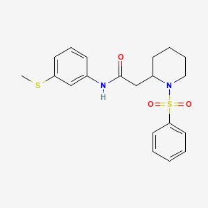 molecular formula C20H24N2O3S2 B2742204 N-(3-(methylthio)phenyl)-2-(1-(phenylsulfonyl)piperidin-2-yl)acetamide CAS No. 1021089-84-8