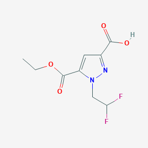 molecular formula C9H10F2N2O4 B2742206 1-(2,2-Difluoroethyl)-5-ethoxycarbonylpyrazole-3-carboxylic acid CAS No. 1946818-55-8