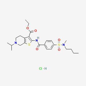 molecular formula C25H36ClN3O5S2 B2742208 ethyl 2-(4-(N-butyl-N-methylsulfamoyl)benzamido)-6-isopropyl-4,5,6,7-tetrahydrothieno[2,3-c]pyridine-3-carboxylate hydrochloride CAS No. 1216788-65-6