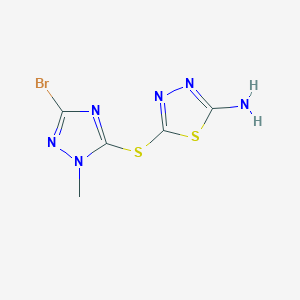 molecular formula C5H5BrN6S2 B2742210 5-[(3-溴-1-甲基-1H-1,2,4-三唑-5-基)硫代]-1,3,4-噻二唑-2-胺 CAS No. 2308089-23-6