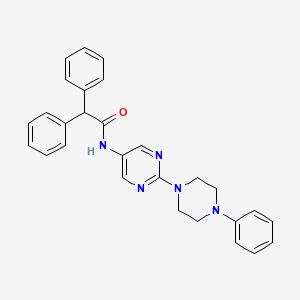 molecular formula C28H27N5O B2742211 2,2-diphenyl-N-[2-(4-phenylpiperazin-1-yl)pyrimidin-5-yl]acetamide CAS No. 1396812-62-6