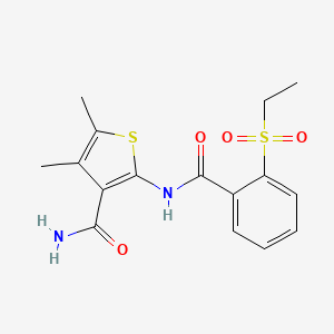 molecular formula C16H18N2O4S2 B2742219 2-(2-(Ethylsulfonyl)benzamido)-4,5-dimethylthiophene-3-carboxamide CAS No. 886932-73-6