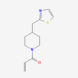 molecular formula C12H16N2OS B2742223 1-[4-(1,3-Thiazol-2-ylmethyl)piperidin-1-yl]prop-2-en-1-one CAS No. 2361642-06-8
