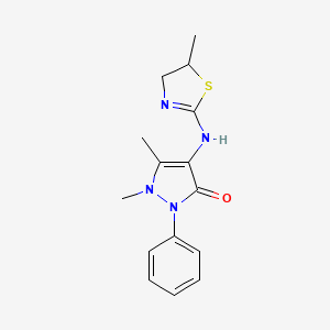 molecular formula C15H18N4OS B2742226 1,5-dimethyl-4-[(5-methyl-4,5-dihydro-1,3-thiazol-2-yl)amino]-2-phenyl-2,3-dihydro-1H-pyrazol-3-one CAS No. 379726-80-4