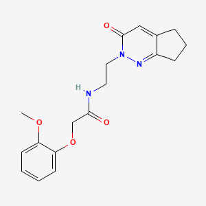 molecular formula C18H21N3O4 B2742234 2-(2-甲氧基苯氧基)-N-(2-(3-氧代-3,5,6,7-四氢-2H-环戊[c]吡啶-2-基)乙基)乙酰胺 CAS No. 2034565-35-8