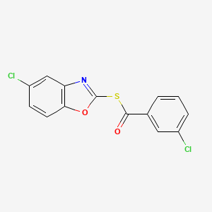 molecular formula C14H7Cl2NO2S B2742246 S-(5-chloro-1,3-benzoxazol-2-yl) 3-chlorobenzenecarbothioate CAS No. 338750-73-5