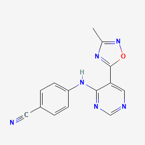 4-((5-(3-Methyl-1,2,4-oxadiazol-5-yl)pyrimidin-4-yl)amino)benzonitrile
