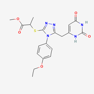 molecular formula C19H21N5O5S B2742259 甲酸2-[[5-[(2,4-二氧代-1H-嘧啶-6-基)甲基]-4-(4-乙氧苯基)-1,2,4-三唑-3-基]硫基]丙酸甲酯 CAS No. 852153-83-4