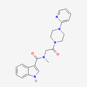 molecular formula C21H23N5O2 B2742265 N-methyl-N-(2-oxo-2-(4-(pyridin-2-yl)piperazin-1-yl)ethyl)-1H-indole-3-carboxamide CAS No. 1251578-26-3
