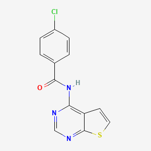 molecular formula C13H8ClN3OS B2742266 4-chloro-N-(thieno[2,3-d]pyrimidin-4-yl)benzamide CAS No. 1003159-58-7