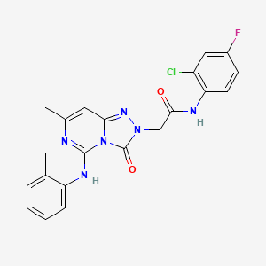 molecular formula C21H18ClFN6O2 B2742267 N~1~-(2-氯-4-氟苯基)-2-[7-甲基-3-氧代-5-(2-甲苯胺基)[1,2,4]三唑并[4,3-c]嘧啶-2(3H)-基]乙酰胺 CAS No. 1251553-13-5