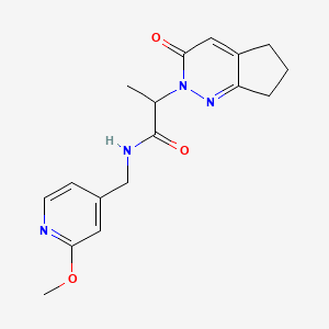 molecular formula C17H20N4O3 B2742273 N-((2-methoxypyridin-4-yl)methyl)-2-(3-oxo-3,5,6,7-tetrahydro-2H-cyclopenta[c]pyridazin-2-yl)propanamide CAS No. 2097902-05-9
