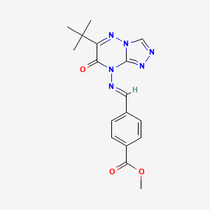 molecular formula C17H18N6O3 B2742276 methyl 4-{(E)-[(6-tert-butyl-7-oxo[1,2,4]triazolo[4,3-b][1,2,4]triazin-8(7H)-yl)imino]methyl}benzoate CAS No. 539805-71-5