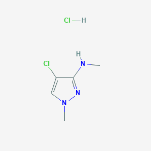molecular formula C5H9Cl2N3 B2742289 4-氯-N,1-二甲基吡唑-3-胺；盐酸盐 CAS No. 2411267-02-0