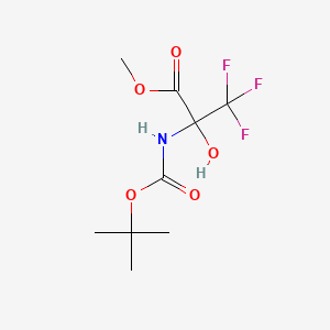 molecular formula C9H14F3NO5 B2742290 Propionic acid, 2-tert-butoxycarbonylamino-3,3,3-trifluoro-2-hydroxy-, methyl ester CAS No. 126535-83-9