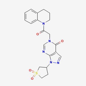 molecular formula C20H21N5O4S B2742298 5-(2-(3,4-dihydroquinolin-1(2H)-yl)-2-oxoethyl)-1-(1,1-dioxidotetrahydrothiophen-3-yl)-1H-pyrazolo[3,4-d]pyrimidin-4(5H)-one CAS No. 1040646-28-3