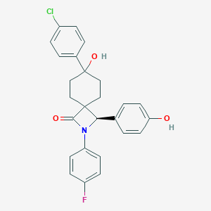 molecular formula C26H23ClFNO3 B027423 (1R)-7-(4-Chlorophenyl)-2-(4-fluorophenyl)-7-hydroxy-1-(4-hydroxyphenyl)-2-azaspiro[3.5]nonan-3-one CAS No. 194423-53-5