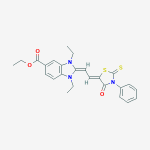 ethyl 1,3-diethyl-2-[2-(4-oxo-3-phenyl-2-thioxo-1,3-thiazolidin-5-ylidene)ethylidene]-2,3-dihydro-1H-benzimidazole-5-carboxylate