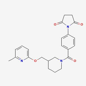 molecular formula C23H25N3O4 B2742300 1-[4-[3-[(6-Methylpyridin-2-yl)oxymethyl]piperidine-1-carbonyl]phenyl]pyrrolidine-2,5-dione CAS No. 2380043-55-8