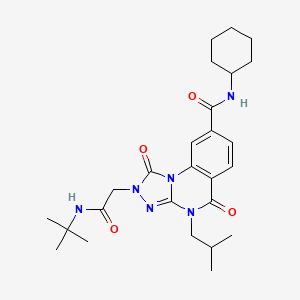 molecular formula C26H36N6O4 B2742301 2-(2-(tert-butylamino)-2-oxoethyl)-N-cyclohexyl-4-isobutyl-1,5-dioxo-1,2,4,5-tetrahydro-[1,2,4]triazolo[4,3-a]quinazoline-8-carboxamide CAS No. 1296312-47-4