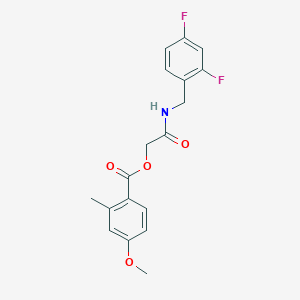 molecular formula C18H17F2NO4 B2742302 2-((2,4-二氟苯甲基)氨基)-2-氧代乙基 4-甲氧基-2-甲基苯甲酸酯 CAS No. 1794799-05-5