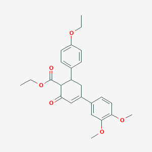 molecular formula C25H28O6 B2742307 乙酸 4-(3,4-二甲氧基苯基)-6-(4-乙氧基苯基)-2-氧代环己-3-烯-1-羧酸酯 CAS No. 851716-16-0