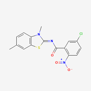 molecular formula C16H12ClN3O3S B2742312 (E)-5-氯-N-(3,6-二甲基苯并[d]噻唑-2(3H)-基亚乙烯)-2-硝基苯甲酰胺 CAS No. 449764-75-4