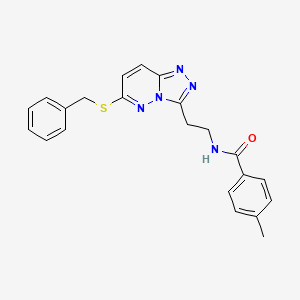 molecular formula C22H21N5OS B2742321 N-(2-(6-(benzylthio)-[1,2,4]triazolo[4,3-b]pyridazin-3-yl)ethyl)-4-methylbenzamide CAS No. 872995-20-5