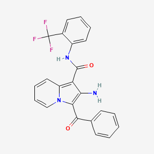 molecular formula C23H16F3N3O2 B2742326 2-氨基-3-苯甲酰基-N-[2-(三氟甲基)苯基]吲哚啉-1-甲酸酰胺 CAS No. 898417-49-7