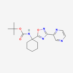 molecular formula C17H23N5O3 B2742332 叔丁基 [1-(3-吡嗪-2-基-1,2,4-噁二唑-5-基)环己基]氨基甲酸酯 CAS No. 1993139-59-5