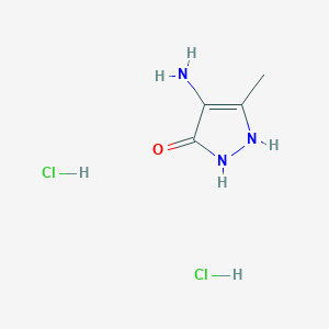 molecular formula C4H9Cl2N3O B2742335 4-amino-5-methyl-2,3-dihydro-1H-pyrazol-3-one dihydrochloride CAS No. 1808587-33-8