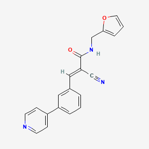 (E)-2-Cyano-N-(furan-2-ylmethyl)-3-(3-pyridin-4-ylphenyl)prop-2-enamide