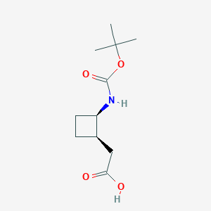 molecular formula C11H19NO4 B2742339 2alpha-[(叔丁氧羰基)氨基]环丁烷-1alpha-乙酸 CAS No. 1639216-47-9