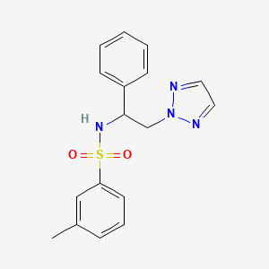 molecular formula C17H18N4O2S B2742345 3-methyl-N-(1-phenyl-2-(2H-1,2,3-triazol-2-yl)ethyl)benzenesulfonamide CAS No. 2320538-31-4