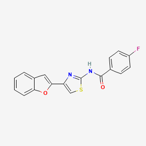 molecular formula C18H11FN2O2S B2742349 N-[4-(1-苯并呋喃-2-基)-1,3-噻唑-2-基]-4-氟苯甲酰胺 CAS No. 941918-49-6