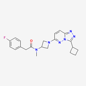 molecular formula C21H23FN6O B2742356 N-(1-(3-环丁基-[1,2,4]三唑并[4,3-b]吡啶-6-基)吖啶-3-基)-2-(4-氟苯基)-N-甲基乙酰胺 CAS No. 2319637-29-9