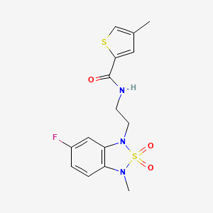 molecular formula C15H16FN3O3S2 B2742365 N-(2-(6-fluoro-3-methyl-2,2-dioxidobenzo[c][1,2,5]thiadiazol-1(3H)-yl)ethyl)-4-methylthiophene-2-carboxamide CAS No. 2034335-27-6