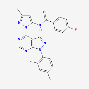 N-(1-(1-(2,4-dimethylphenyl)-1H-pyrazolo[3,4-d]pyrimidin-4-yl)-3-methyl-1H-pyrazol-5-yl)-4-fluorobenzamide