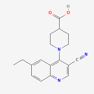 molecular formula C18H19N3O2 B2742378 1-(3-Cyano-6-ethylquinolin-4-yl)piperidine-4-carboxylic acid CAS No. 1351804-93-7