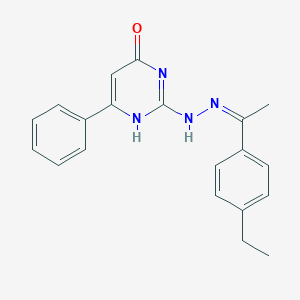 2-[(2Z)-2-[1-(4-ethylphenyl)ethylidene]hydrazinyl]-6-phenyl-1H-pyrimidin-4-one