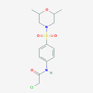 molecular formula C14H19ClN2O4S B2742382 2-chloro-N-{4-[(2,6-dimethylmorpholin-4-yl)sulfonyl]phenyl}acetamide CAS No. 873810-49-2