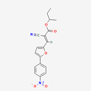 molecular formula C18H16N2O5 B2742389 (E)-叔丁基 2-氰基-3-(5-(4-硝基苯基)呋喃-2-基)丙烯酸酯 CAS No. 301339-45-7