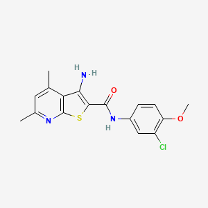 molecular formula C17H16ClN3O2S B2742397 3-amino-N-(3-chloro-4-methoxyphenyl)-4,6-dimethylthieno[2,3-b]pyridine-2-carboxamide CAS No. 691866-94-1