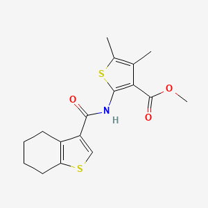 molecular formula C17H19NO3S2 B2742405 Methyl 4,5-dimethyl-2-(4,5,6,7-tetrahydrobenzo[b]thiophene-3-carboxamido)thiophene-3-carboxylate CAS No. 868153-76-8