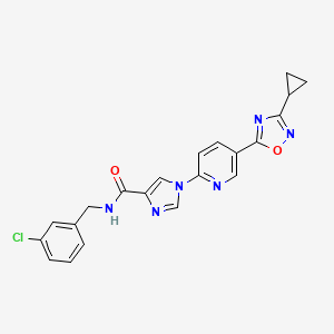 molecular formula C21H17ClN6O2 B2742407 N-(3-氯苄基)-1-(5-(3-环丙基-1,2,4-噁二唑-5-基)吡啶-2-基)-1H-咪唑-4-甲酸酰胺 CAS No. 1251626-72-8