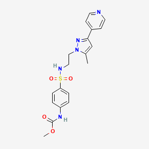 molecular formula C19H21N5O4S B2742410 methyl (4-(N-(2-(5-methyl-3-(pyridin-4-yl)-1H-pyrazol-1-yl)ethyl)sulfamoyl)phenyl)carbamate CAS No. 2034476-71-4